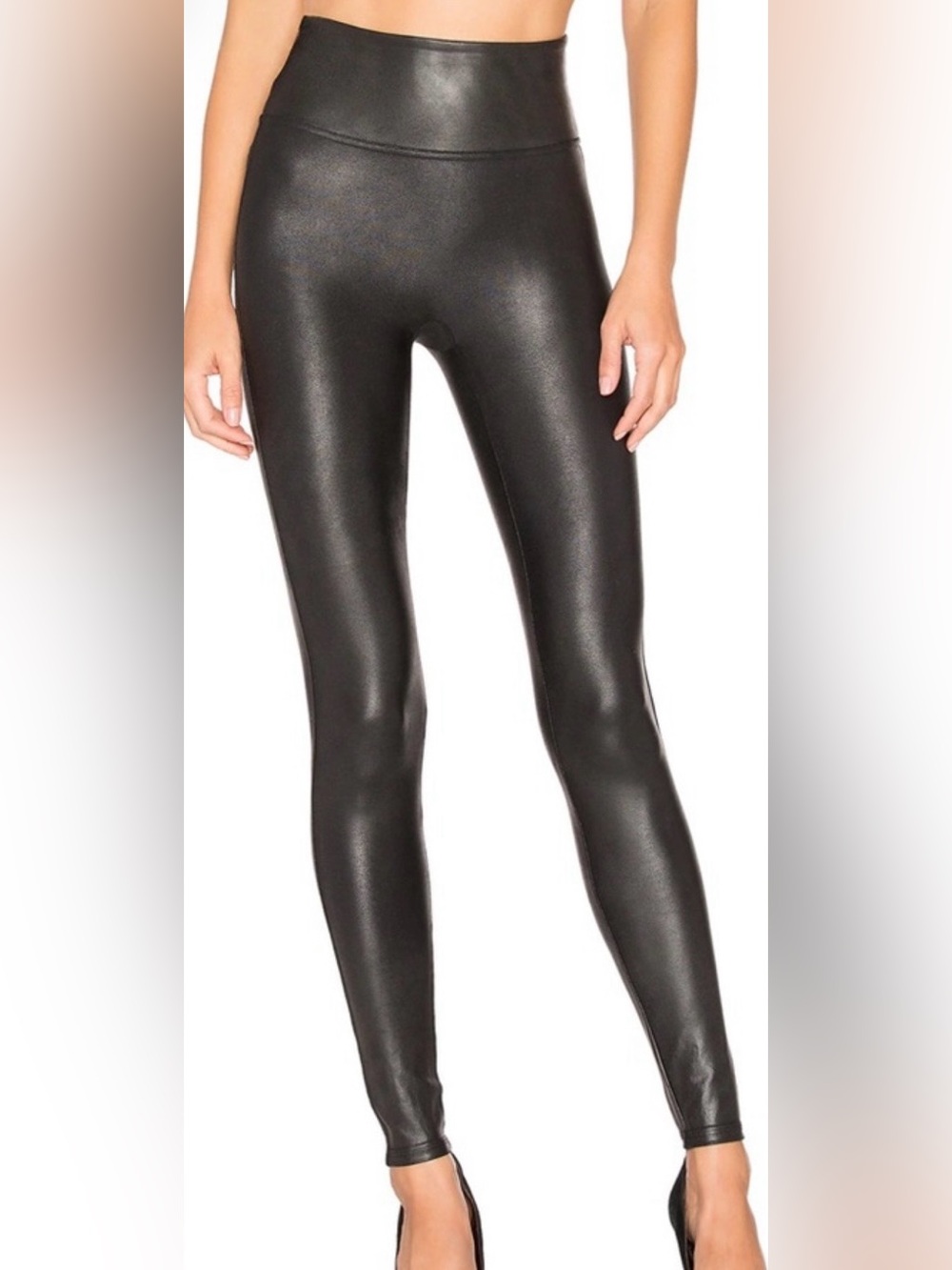 SPANX High-Waist Black Faux Leather Leggings